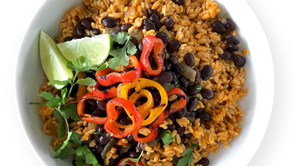 Black Beans & Rice with Roasted Red Peppers
