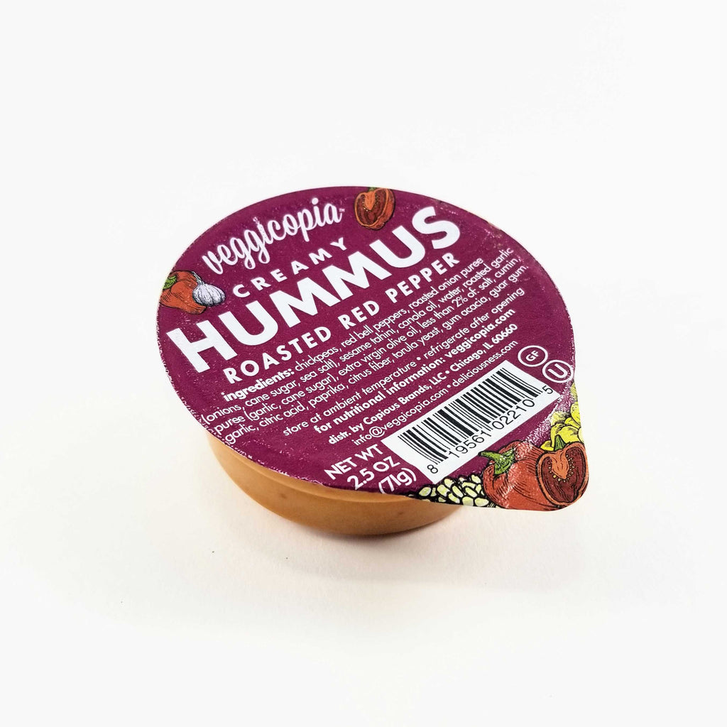 Veggicopia Creamy Hummus Roasted Red Pepper container