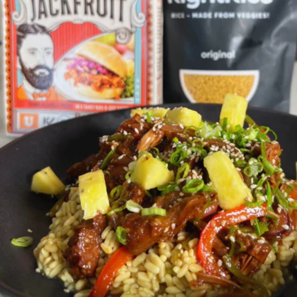 Plate of Tropical Jackfruit Stir Fry over RightRice