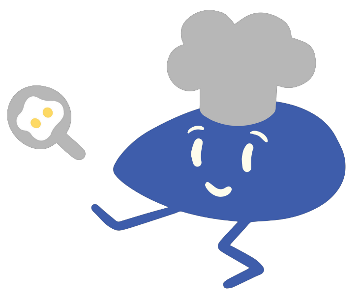 Dairy alternative Hope and Sesame Sesamemilk, sesame icon in blue with chef hat and a frying pan with eggs
