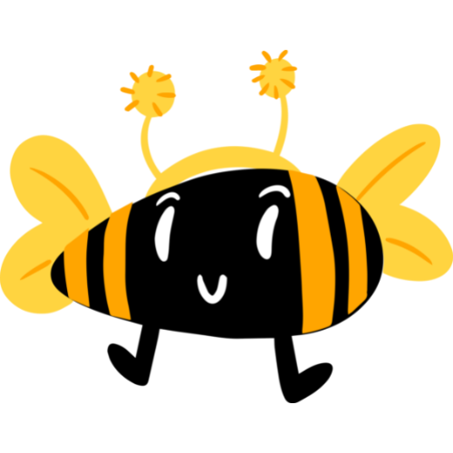 Cartoon bumble bee in a sesame seed shape
