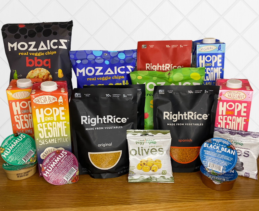 Planting Hope Brands Veganuary Stater Pack with products from RightRice, Hope and Sesame, Mozaics and Veggicopia