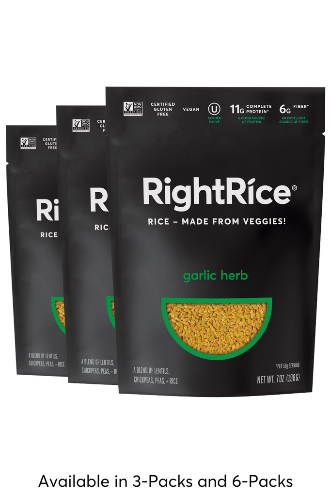 Rice alternative RightRice, RightRice Garlic Herb packages